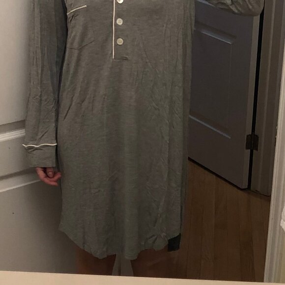 Love & Lore Nightgown Grey Henley Collared Medium - Picture 5 of 10